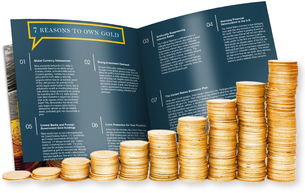 Precious Metals Guide with Gold Coin Stack